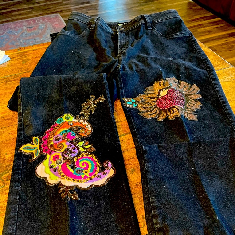 Brazil Roxy Embellished Size 12 Black Jeans.